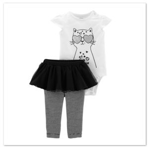 CARTER’S Cat Foil Bodysuit + Tutu Pant Set NWT